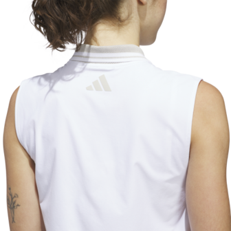 Adidas W BTC Twiat Mouwloze Dames Golfpolo Wit Beige