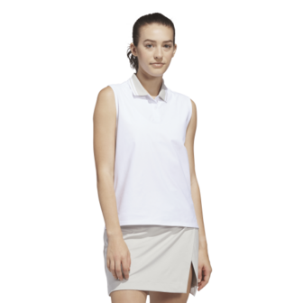 Adidas W BTC Twiat Mouwloze Dames Golfpolo Wit Beige