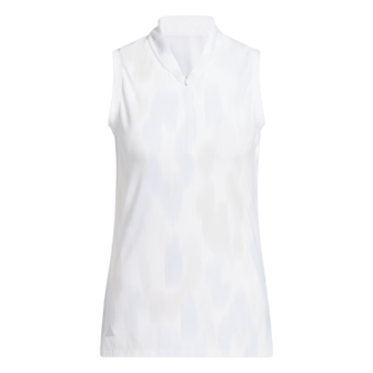Adidas W Ultimated Printed Mouwloze Dames Polo Wit Lichtblauw
