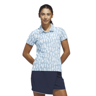 Adidas W Ultimate Jaquard Dames Polo Lichtblauw