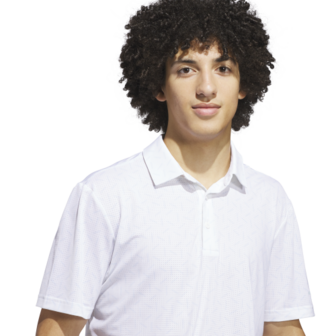 Adidas Ultimate Mesh Printed Heren Golfpolo Wit Blauw