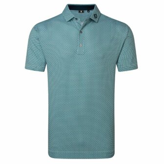 FootJoy Nautical Flag Print Lisle Heren Golfpolo Navy Groen