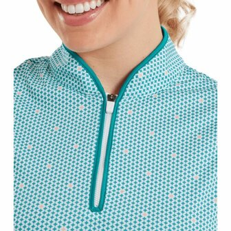 Footjoy Dames Front Tank Print Wit Turquiose