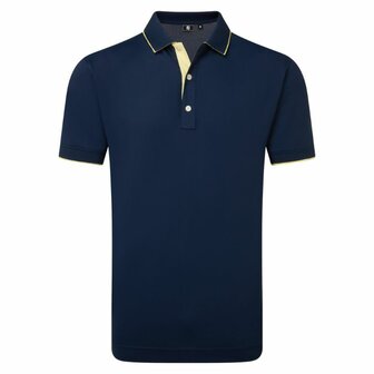 Footjoy Wordmark Pique Heren Poloshirt Navy Geel