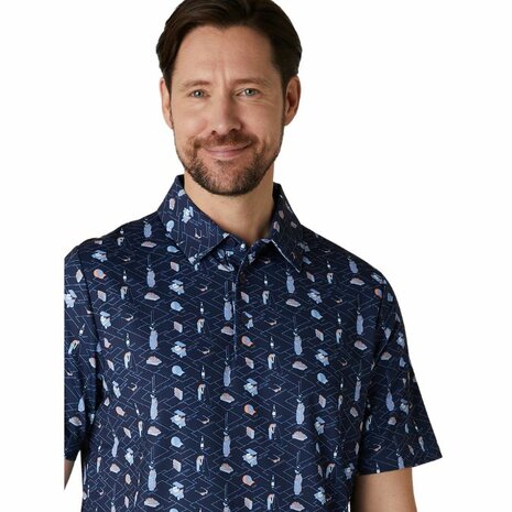 Callaway Men's Golf Polo Essentials Print In Peacoat