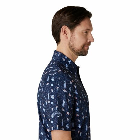 Callaway Men's Golf Polo Essentials Print In Peacoat