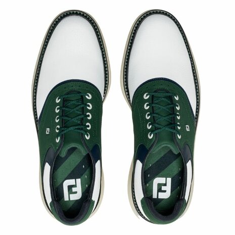 Footjoy Heren Golfschoenen Traditions Wit Groen Navy