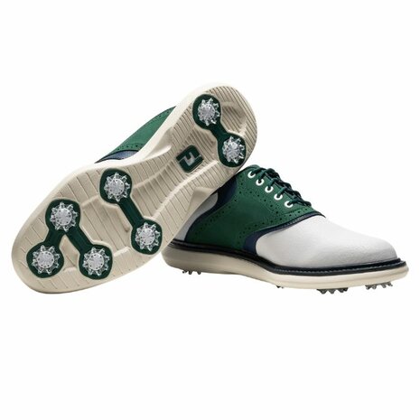 Footjoy Heren Golfschoenen Traditions Wit Groen Navy