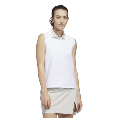 Adidas W BTC Twiat Mouwloze Dames Golfpolo Wit Beige