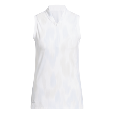 Adidas W Ultimated Printed Mouwloze Dames Polo Wit Lichtblauw