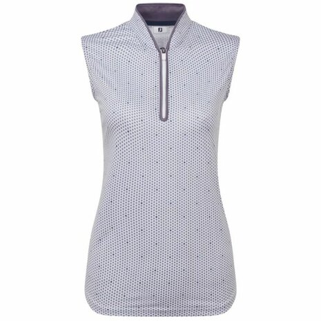 Footjoy Dames Front Tank Print Wit Lila