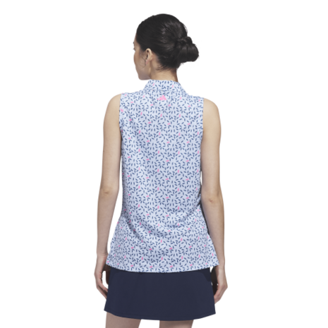 Adidas Ultimate365 Printed Climacool Dames Mouwloze Polo Lichtblauw