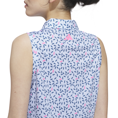 Adidas Ultimate365 Printed Climacool Dames Mouwloze Polo Lichtblauw