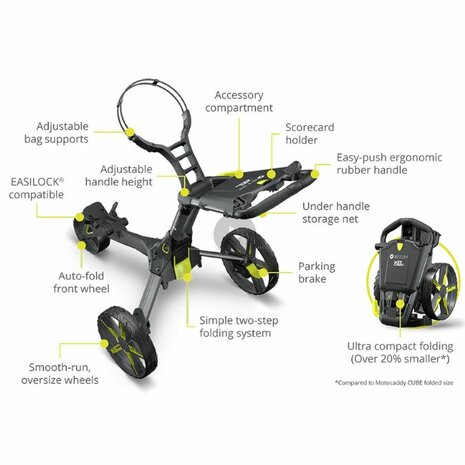 Motocaddy QB2 3 Wiel Golftrolley Zwart Rood