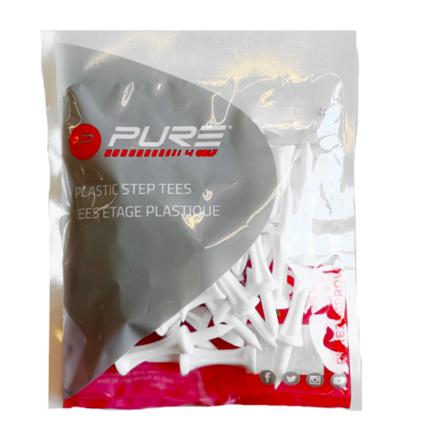Pure4Golf 25 Plastic Step Tees Wit 51mm